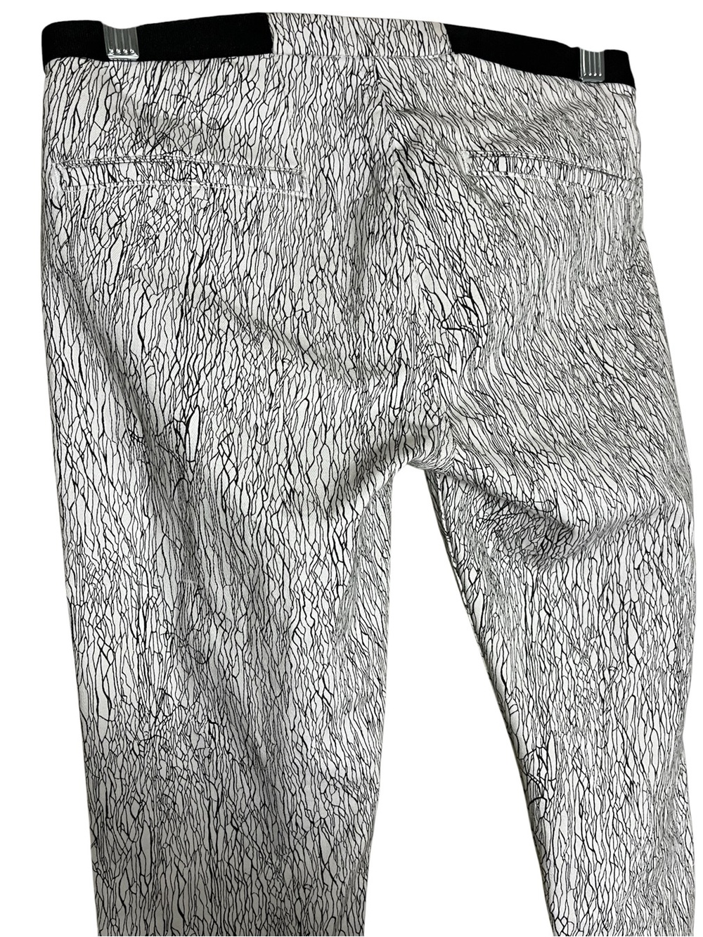 Helmut Lang Abstract Crackle Print Pull-On Slim Pants Stovepipe Black White 26 - Picture 6 of 14